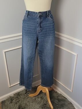 EXPRESS Stretch Medium Wash Straight Leg Ankle Cropped Casual Denim‎ Jeans 14